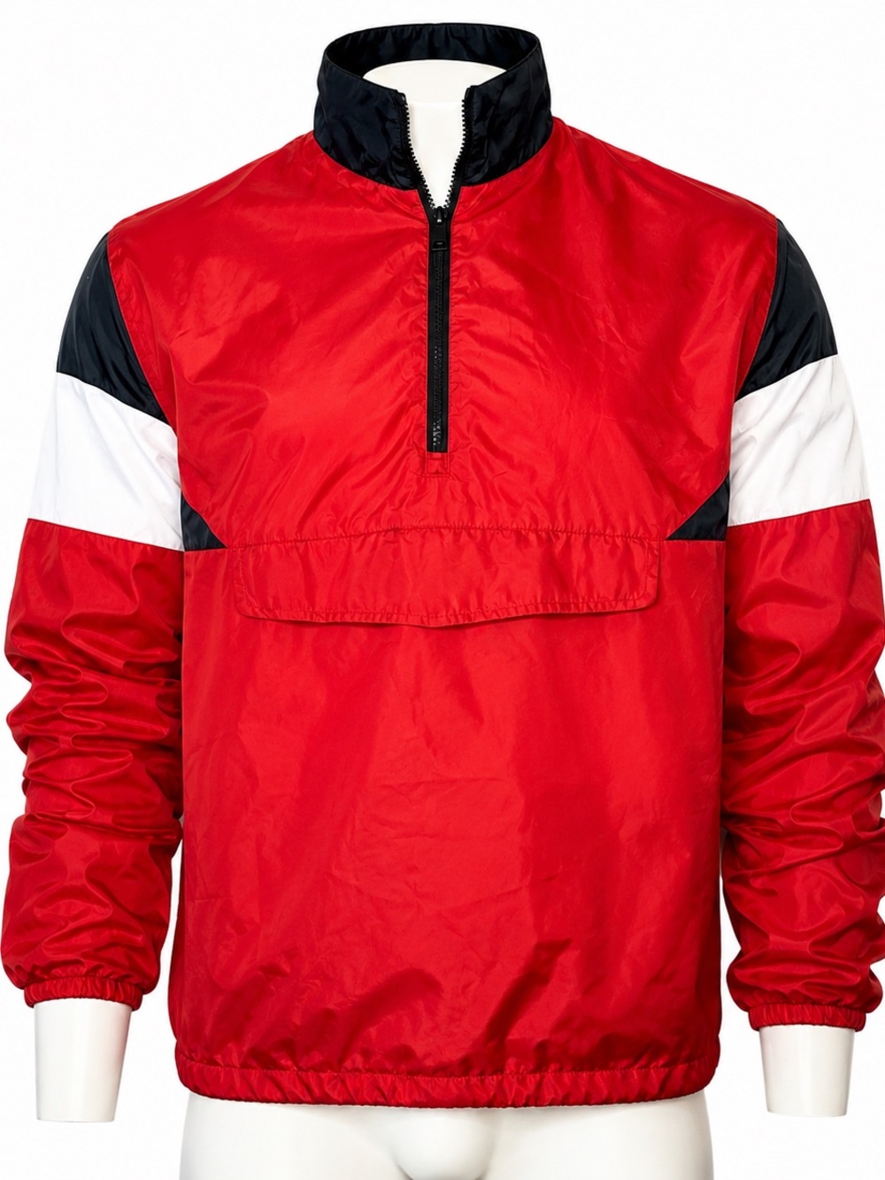 Forever 21 Red, Black & White Colorblock Half-Zip Windbreaker